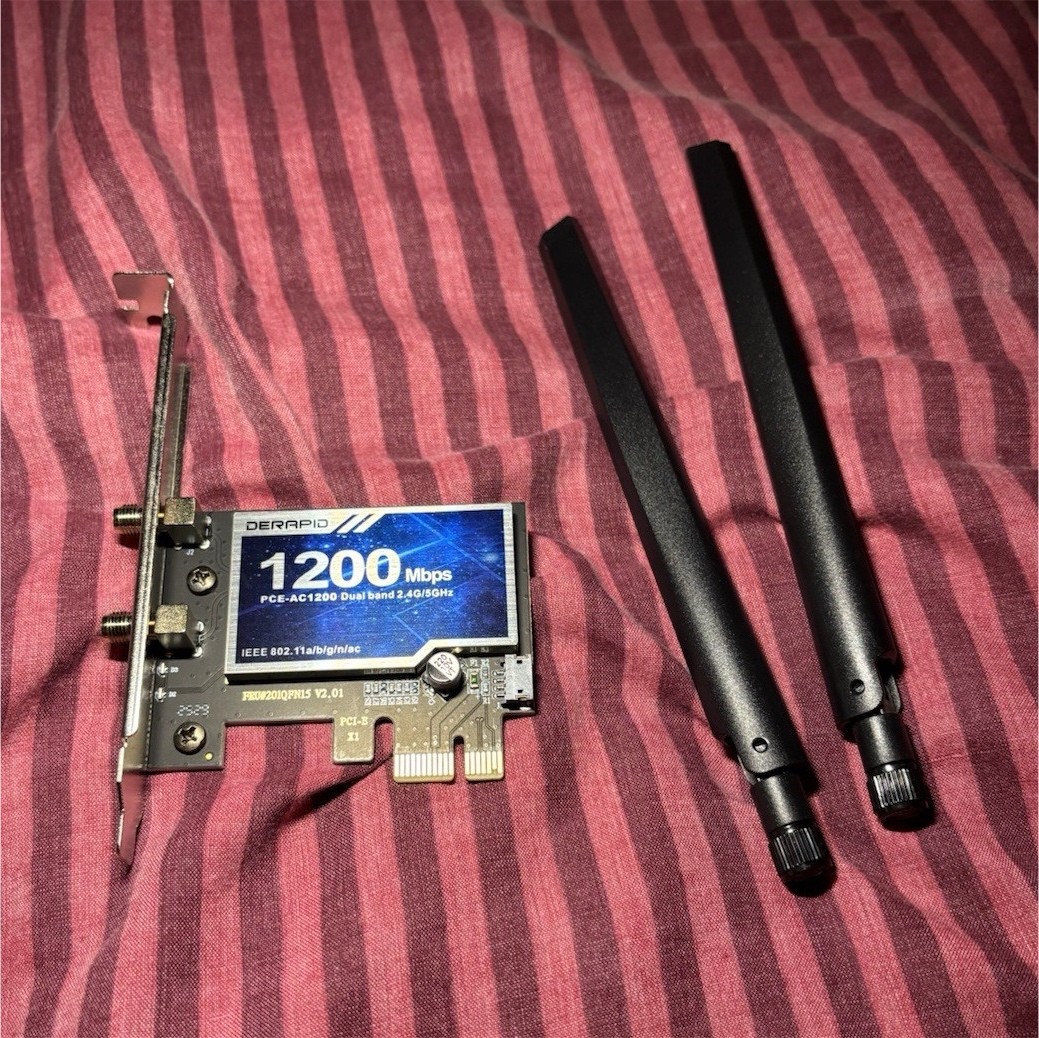 DERAPID PCE-AC1200 PCIe x1 Dual Band 1200 Mbps WiFi Card w/ 2 Antennas