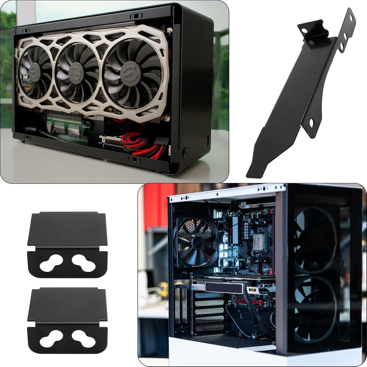 3 Slots Dual Fan Mount Rack PCI Slot Bracket for 8Cm/9Cm/12Cm Fans Computer Radi