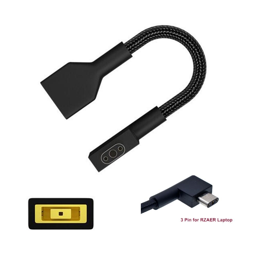 230W DC Slim Square to 3Pin Laptop Power Cable Plug Adapter Converter for Razer