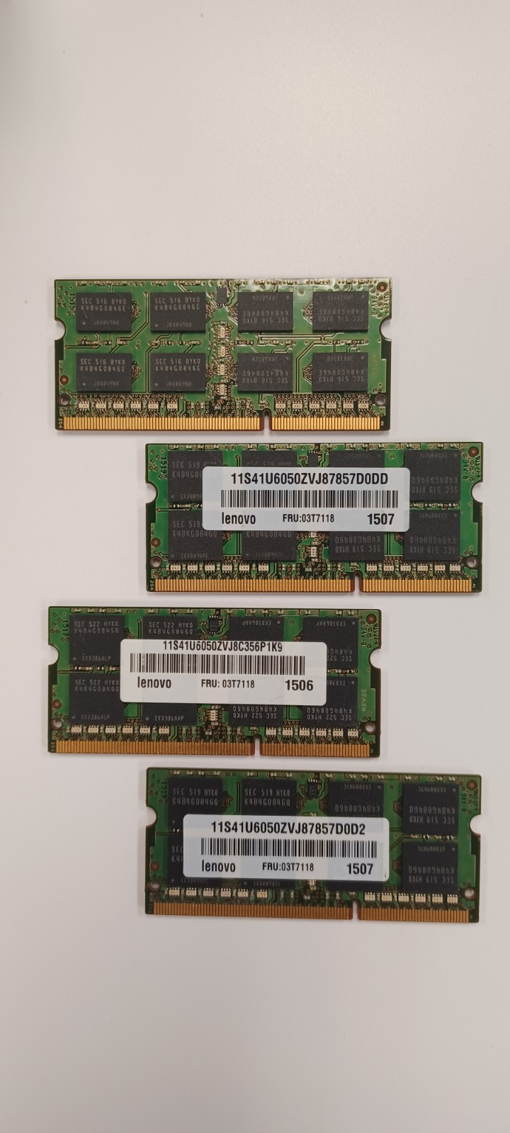 4-Samsung 8GB PC3L-12800S DDR3-1600 2RX8 Non-ECC SODIMM Memory M471B1G73DB0-YK0