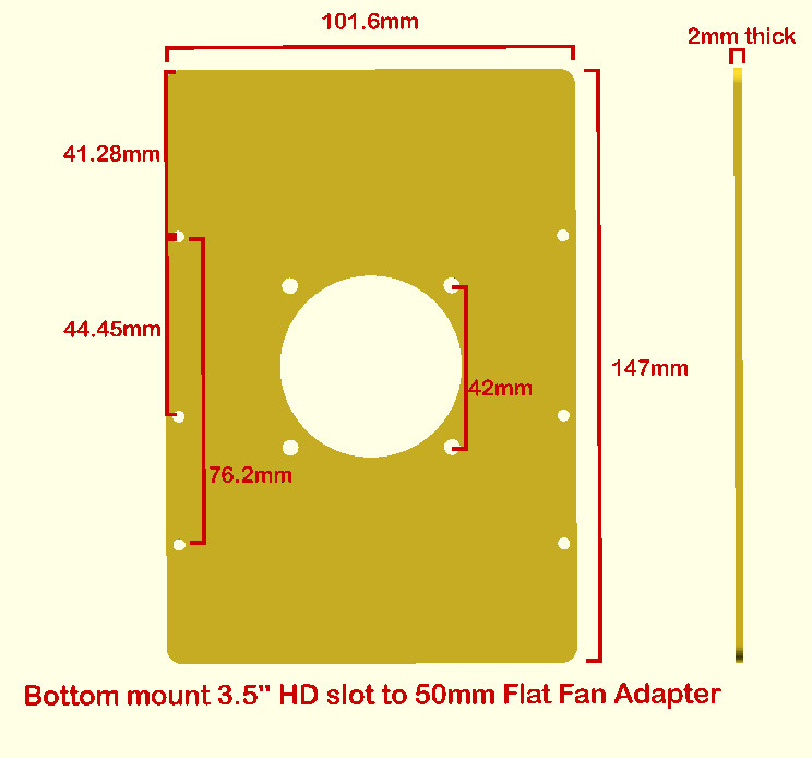 Bottom Mount 3.5» HD HDD Slot to 50mm Fan Flat Adapter Converter change mount