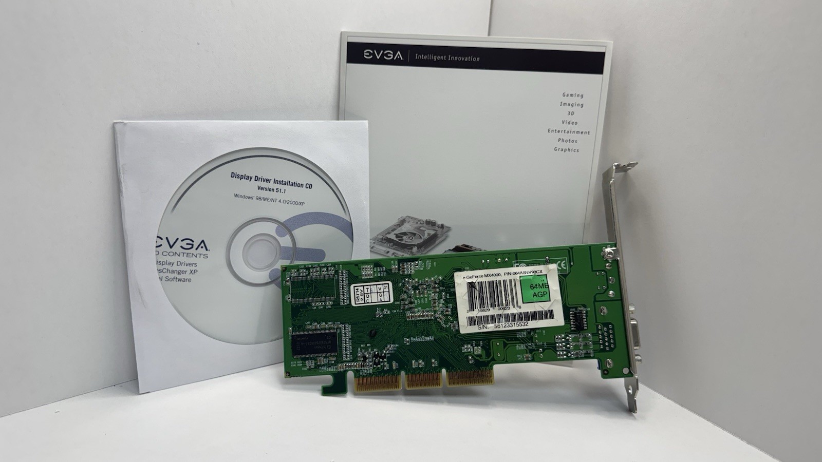EVGA NVIDIA e-Geforce MX4000 64MB AGP GPU Video Graphics Card GeForce4 MX