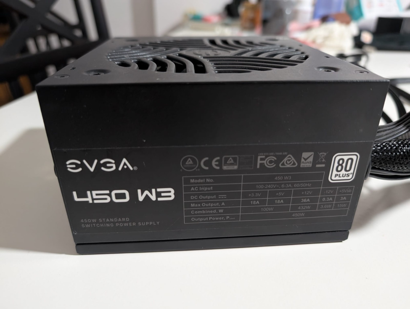 EVGA W3 450W Power Supply 80 Plus – Black Used