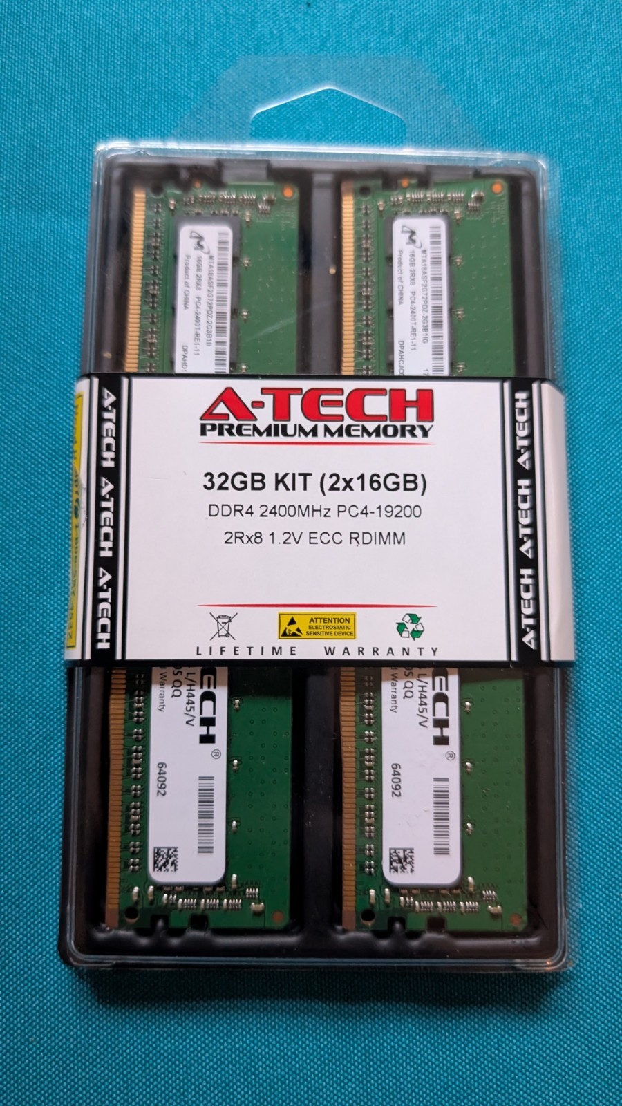 A-Tech 32GB (2x16GB) DDR4-2400 ECC Registered RDIMM Server Memory Kit