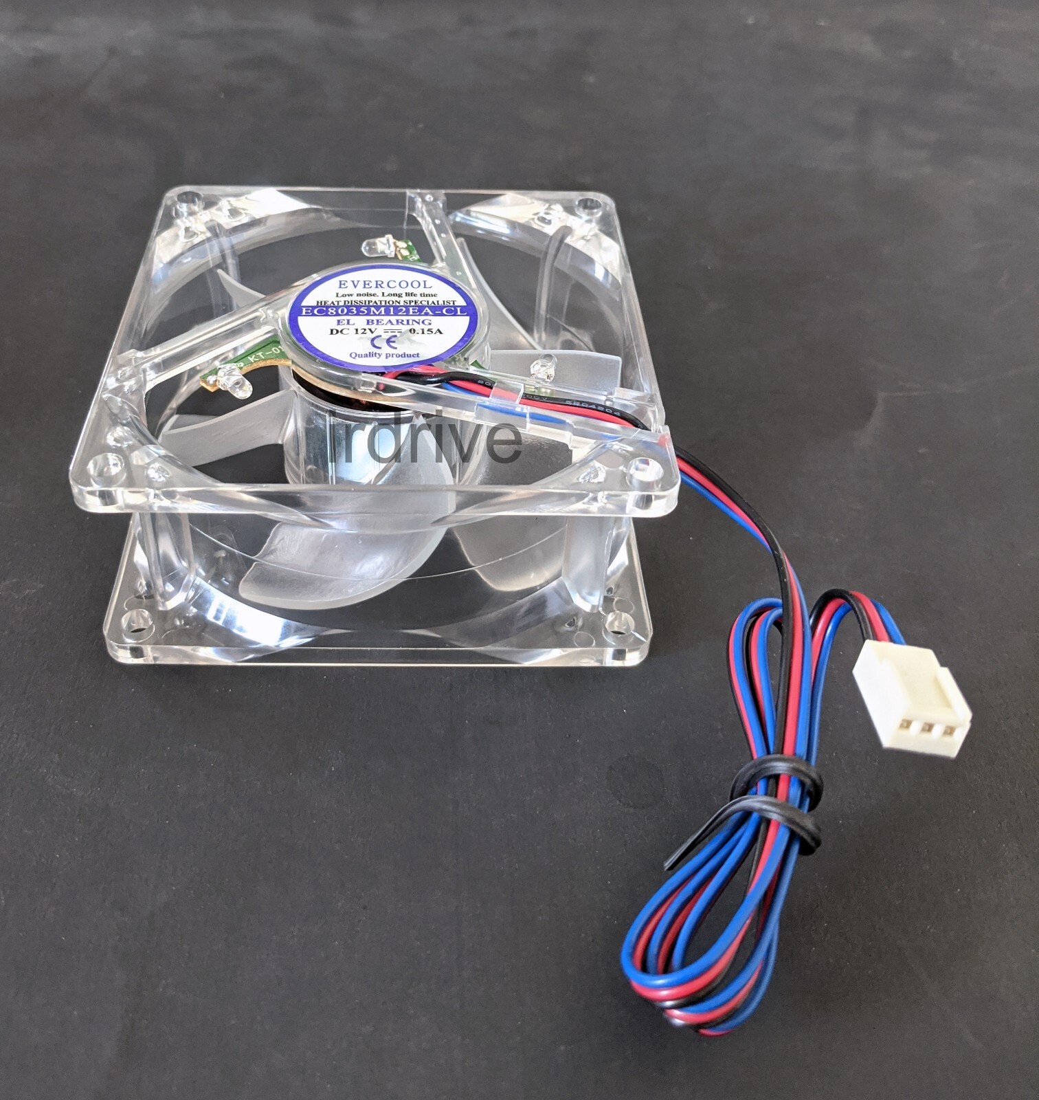 NEW Evercool Crystal 80mm x35mm Green LED PC Case Cooling Fan + UV Sensitive Pad