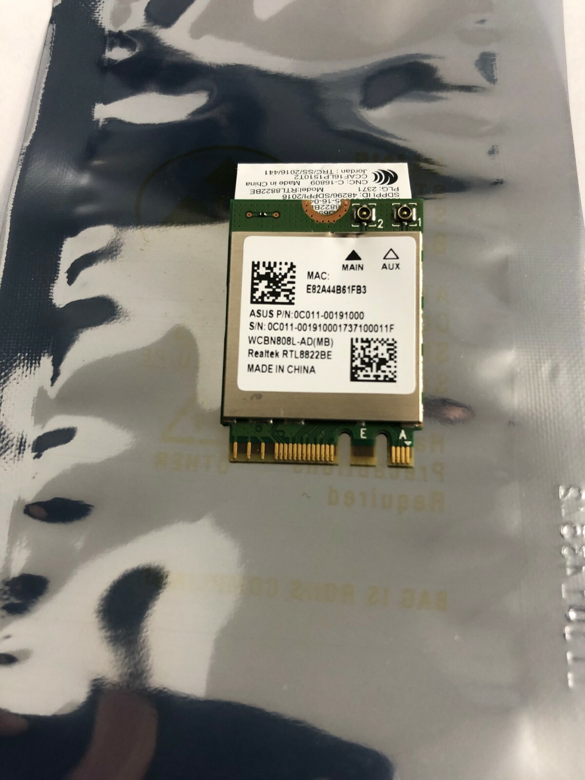 ASUS Realtek RTL8822BE 802.11AC/ABGN BLUETOOTH 4.2 , AW-CB295NF ORIGINAL