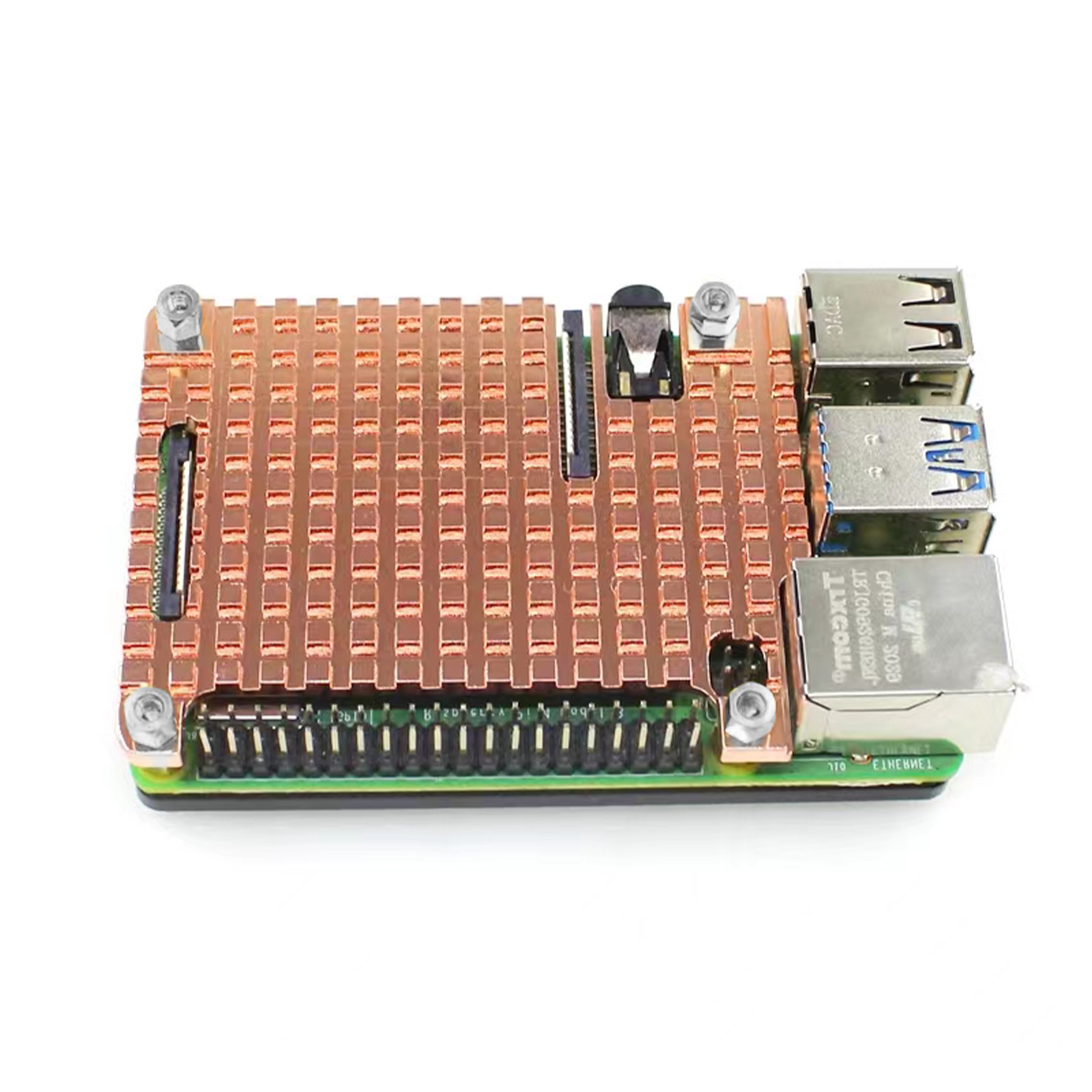 Thin Copper+Acrylic Heatsink Protective Passive Cooling Case For Raspberry Pi 4B