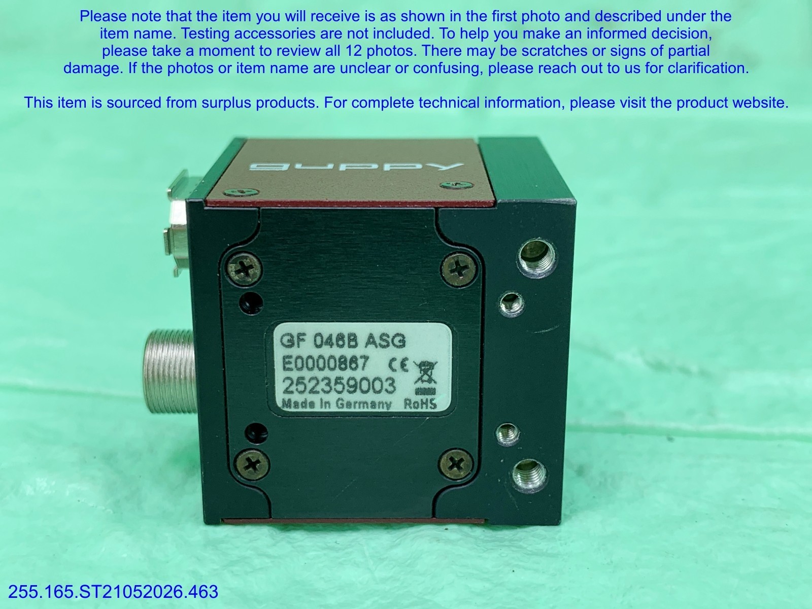 ALLIED GF 046B ASG Industrial Camera as in photos, sn:9209, Promotion