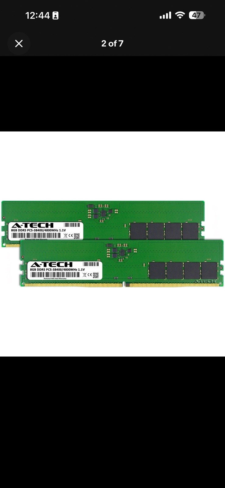 A-Tech DDR5 DIMM 16GB Kit (2x8GB) 4800MHz PC5-38400 Non-ECC Desktop Memory