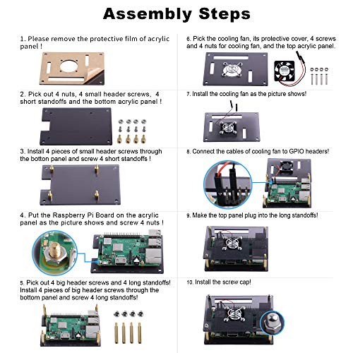 Acrylic Case for Raspberry Pi 4 Model B & Raspberry pi 3 Model B+, Clear