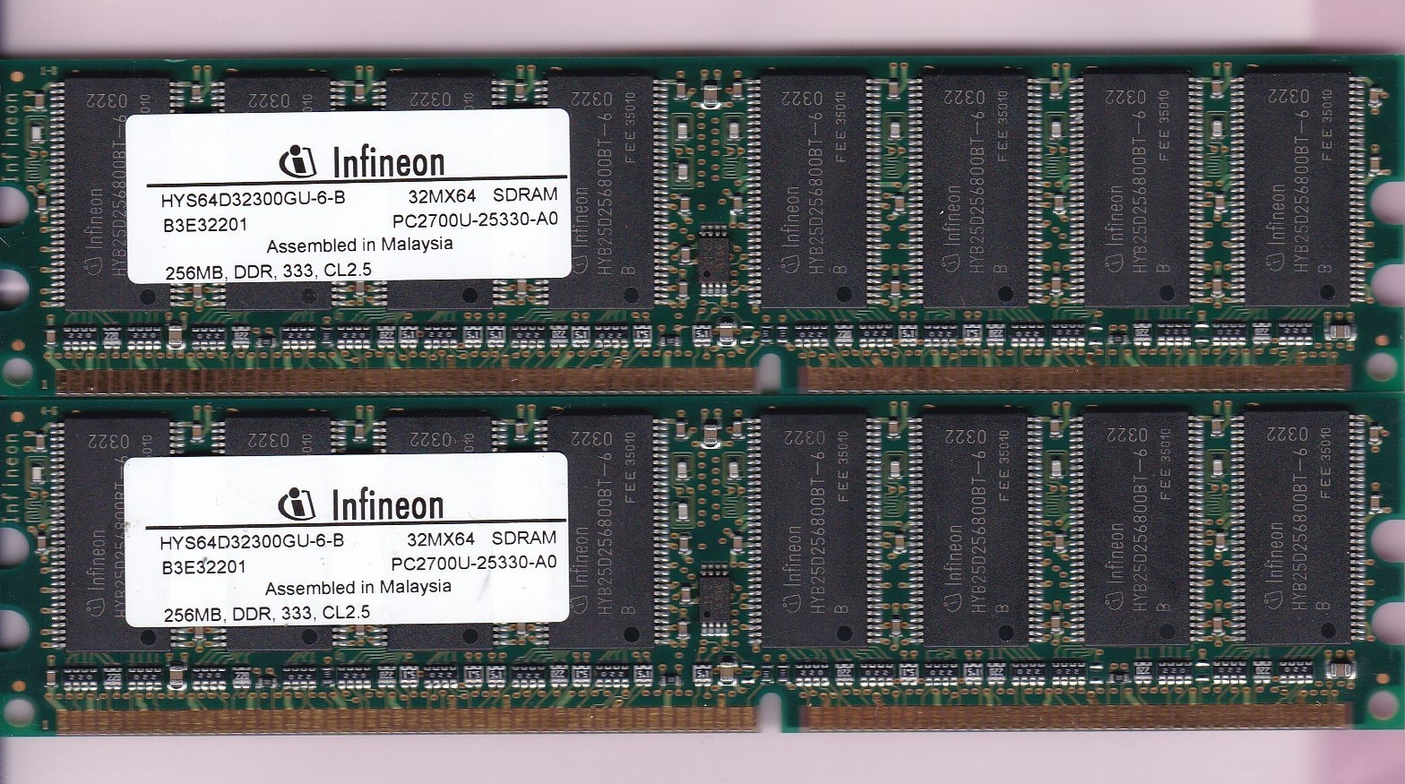 512MB 2x256MB PC2700 DDR-333 INFINEON HYS64D32300GU-6-B DDR1 RAM MEMORY KIT MY