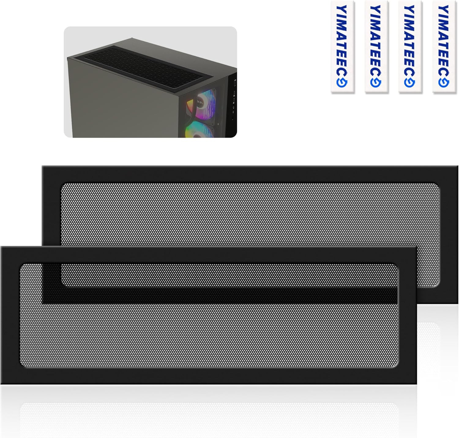 Magnetic Dust Filter for PC Fans, 360x120mm, 2-Pack, Black PVC Mesh