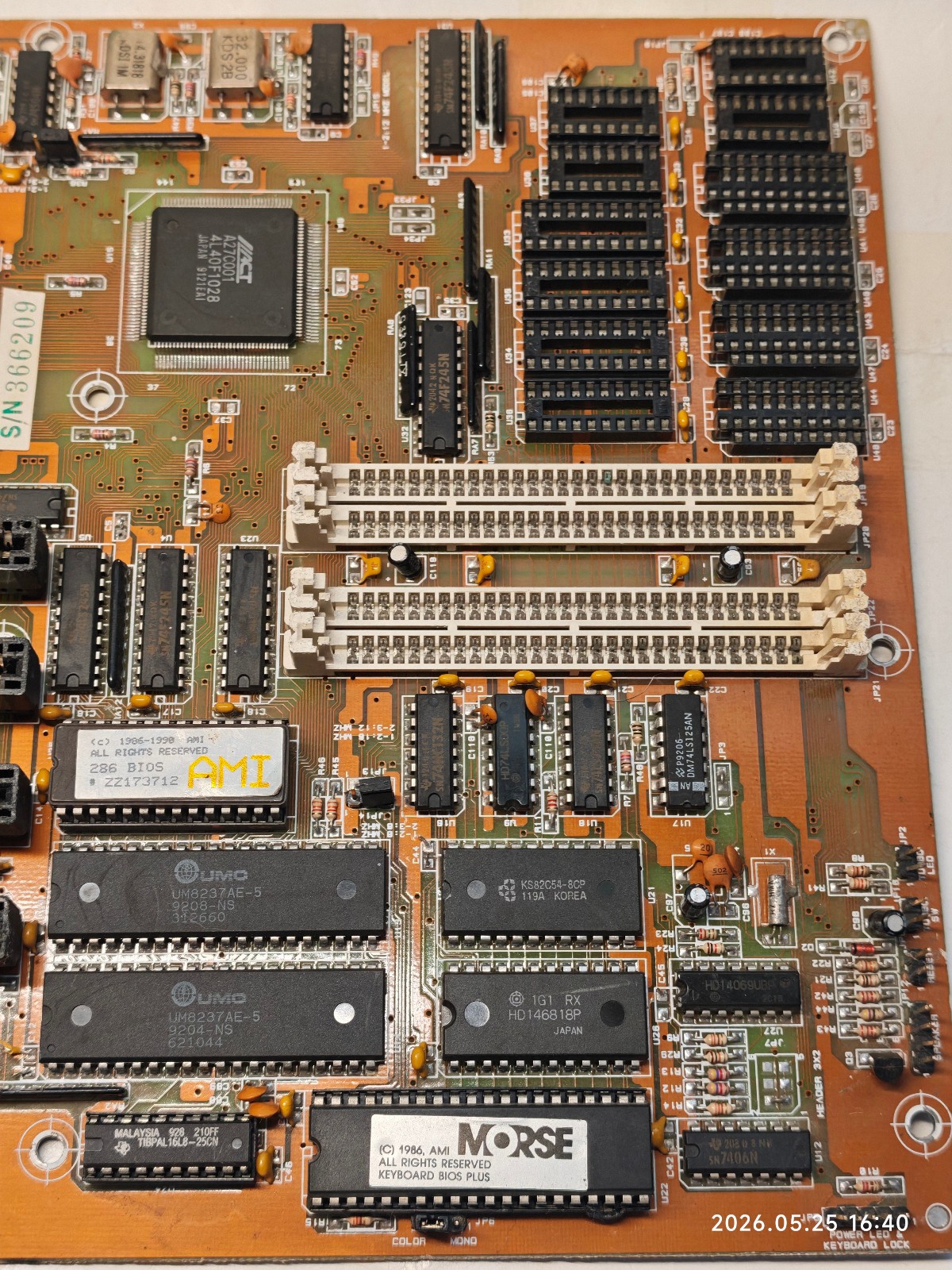 RARE 286 Motherboard PCPartner 35-7035-04-00 with Harris 16 Mhz, FPU + 2 MB RAM