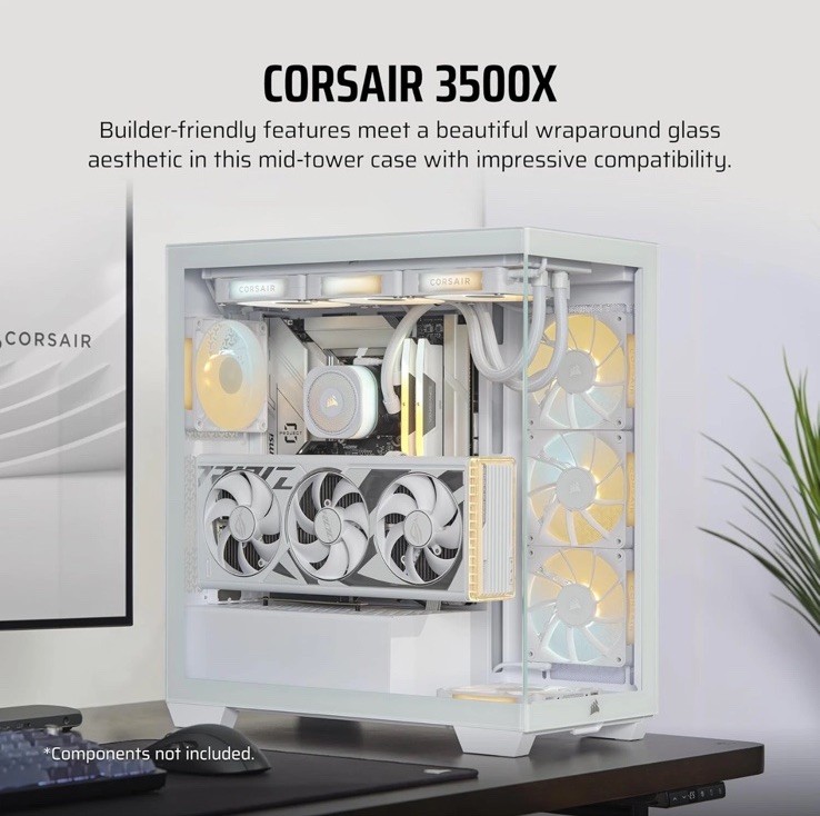 CORSAIR – 3500X ARGB ATX Mid-Tower PC Case – White