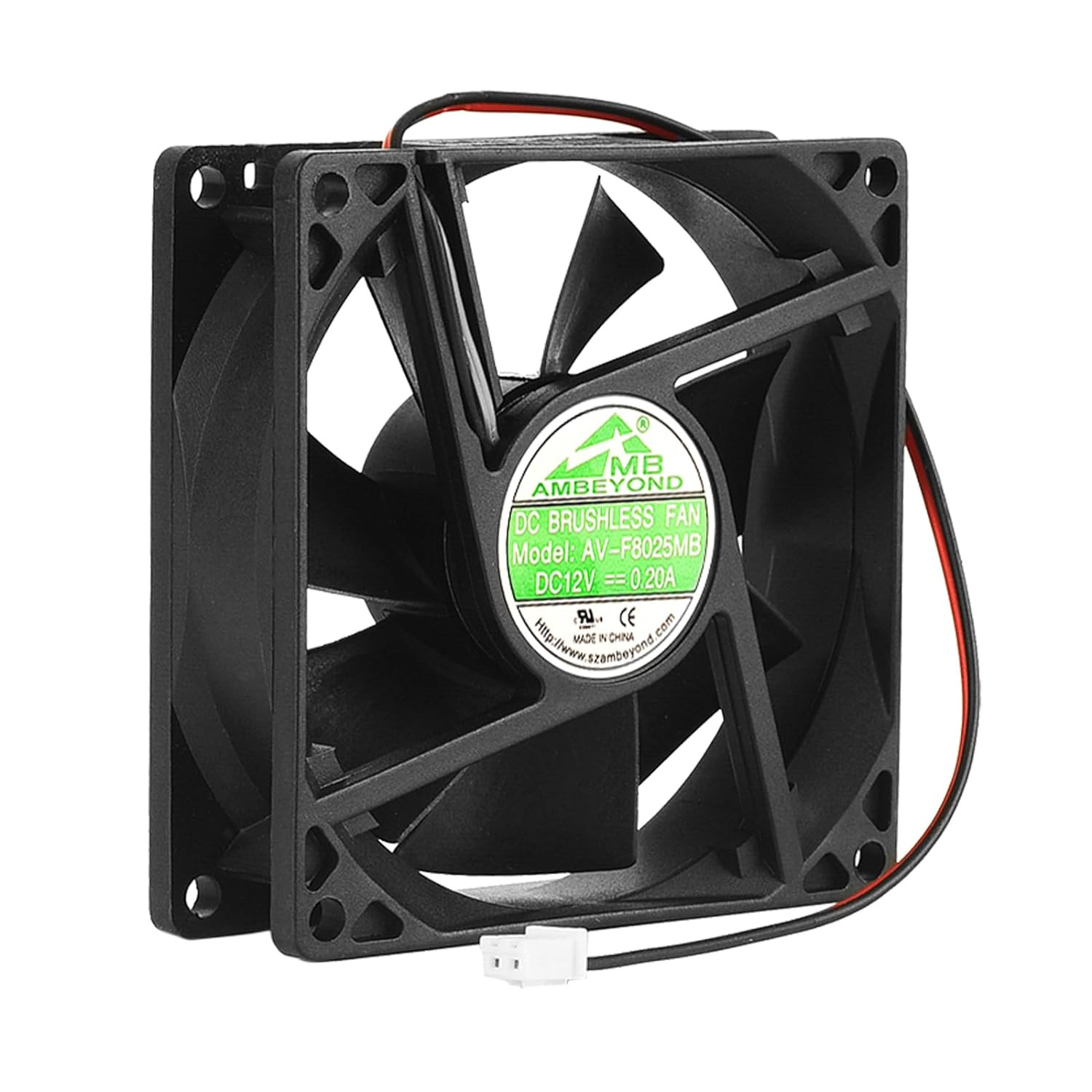 80Mm by 80Mm by 25Mm 8025 12V DC 0.20A Dual Ball Bearing Brushless Cooling Fan 2