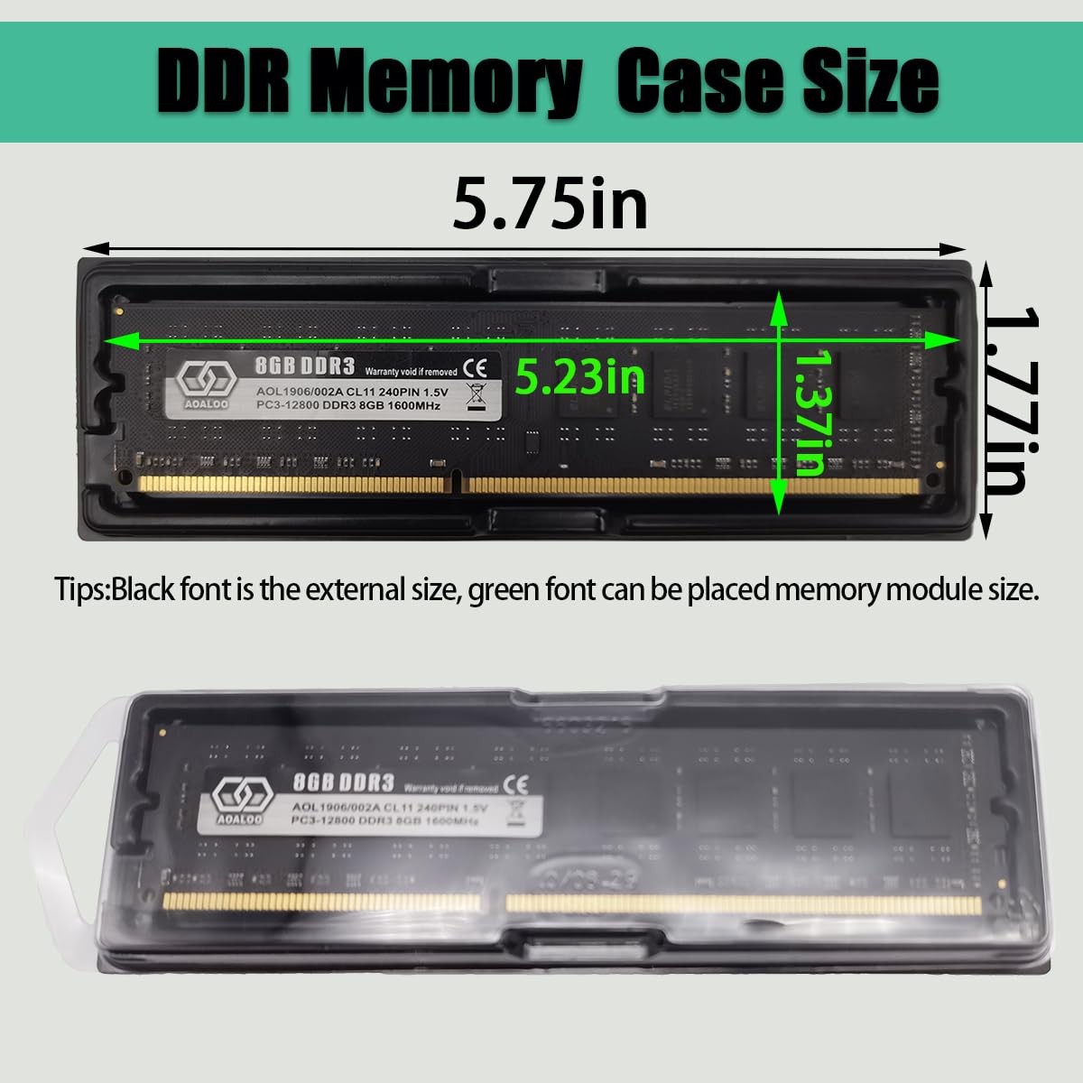10 pcs DDR Memory Desktop RAM Module Case,Plastic Packaging Container Clamshe…