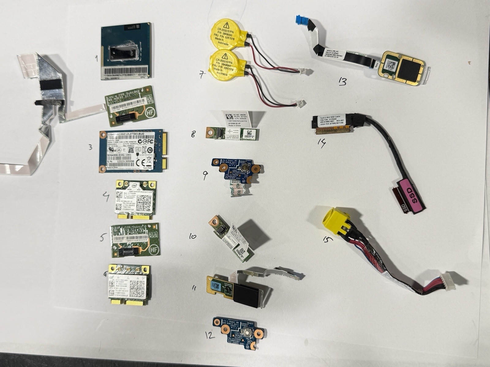 Laptop Parts Lot 15pcs WiFi Cards Fingerprint Boards Cables Mixed Untested