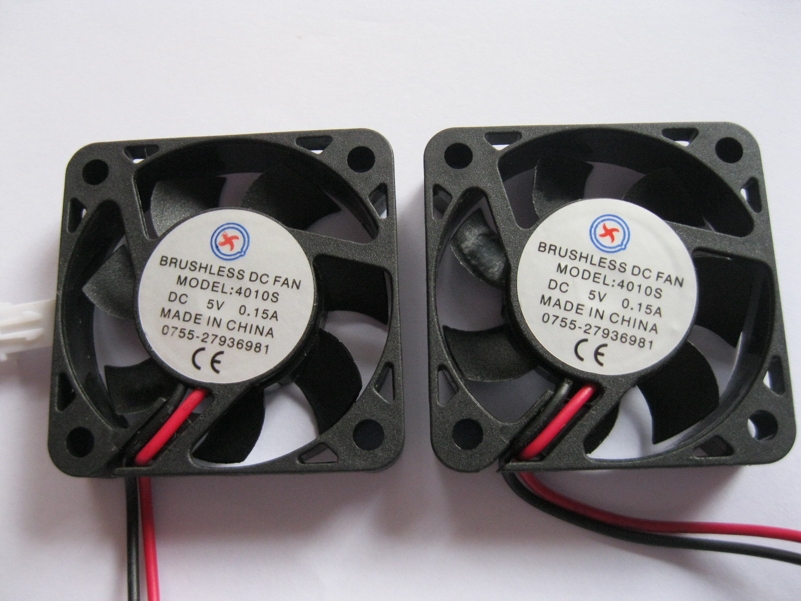 2 pcs Brushless DC Cooling Fan 4010S 7 Blade 5V 2 Wire 40x40x10mm Sleeve Bearing