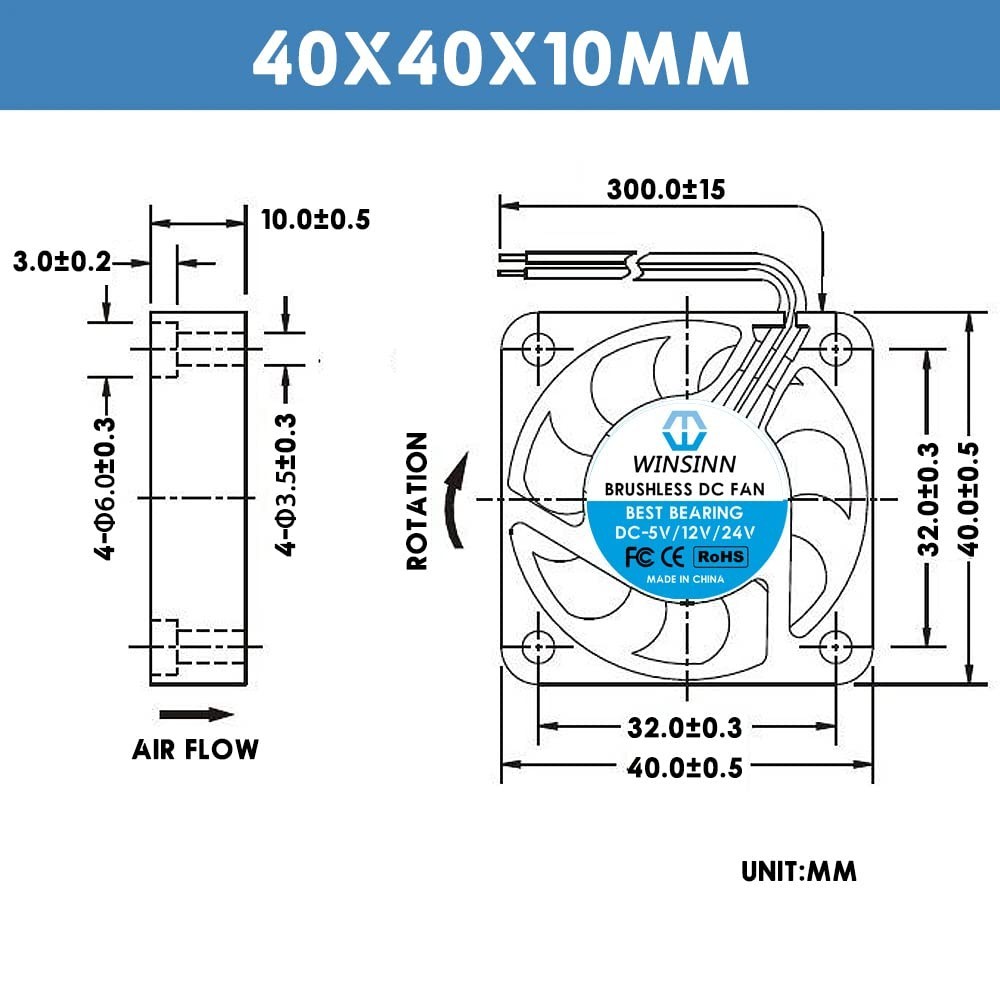 Ultra-Quiet 40mm 24V Fan Replacement – 5-Pack with Hydraulic Bearing Technology