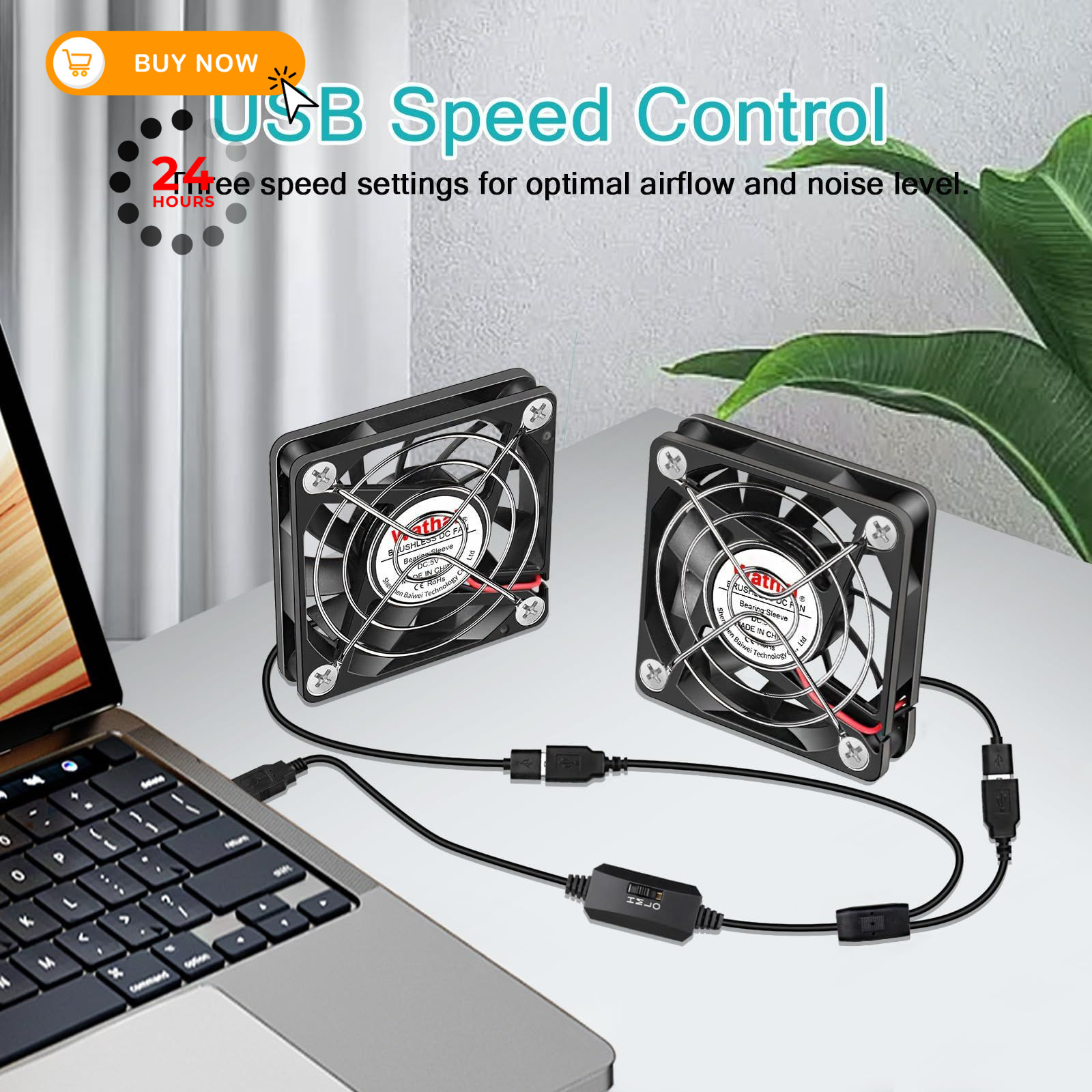 2 Packs Wathai 60mm x 10mm USB Computer Fan 5V with Speed 60x10mm (5V)