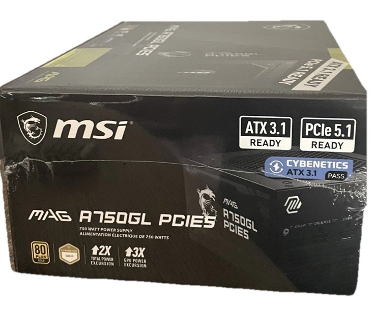SEALED – MSI MAG A750GL PCIe5 750W 80+ Gold ATX 3.1 Ready Gaming Power Supply