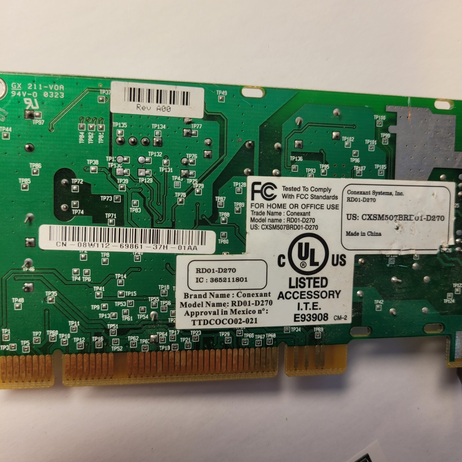 Conexant Fax Modem RD01-D270 08W112 PCI Internal Dial-Up Card Dual RJ-11 Port