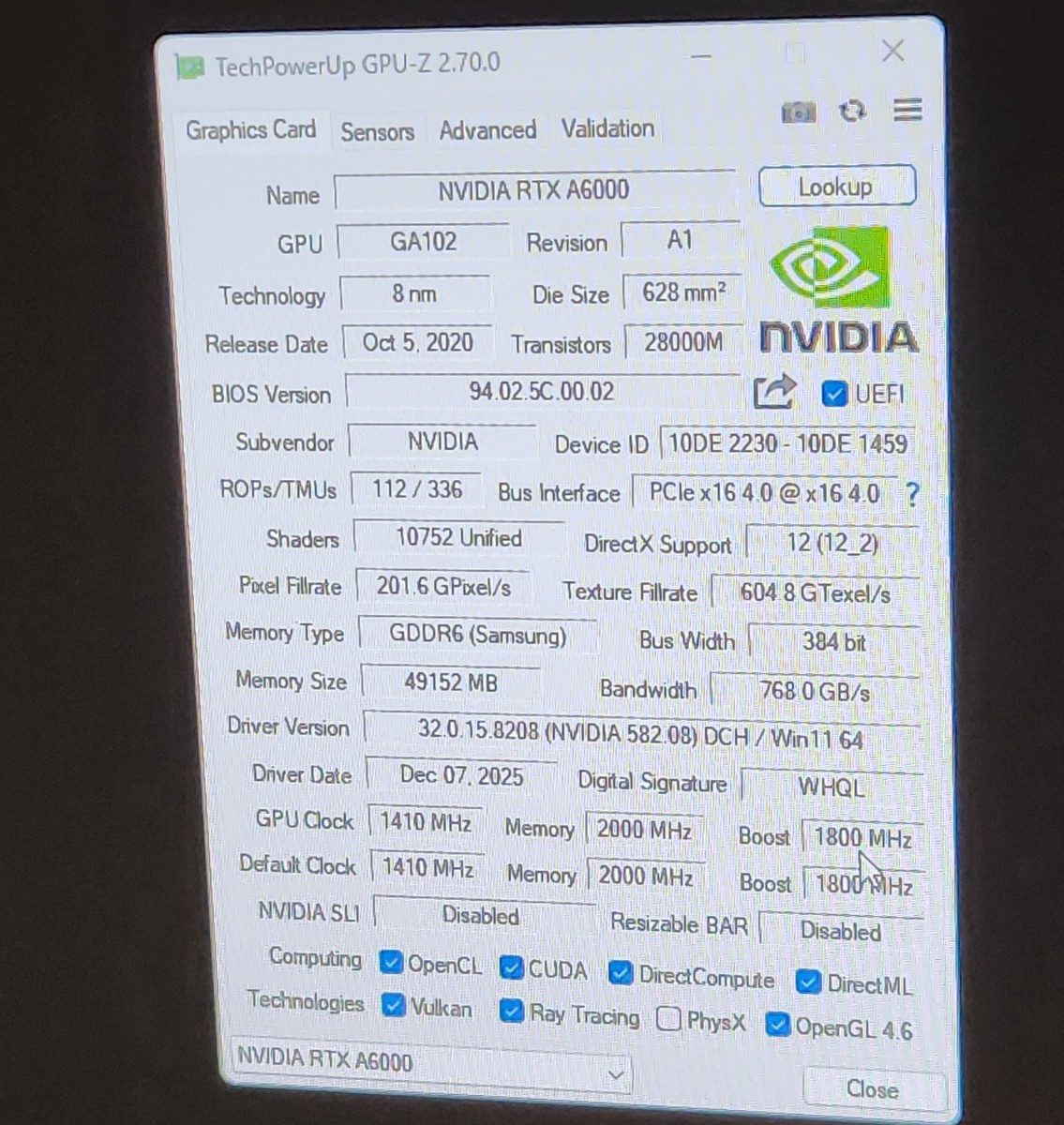 PNY NVIDIA Quadro RTX A6000 48GB GDDR6 Graphics Card