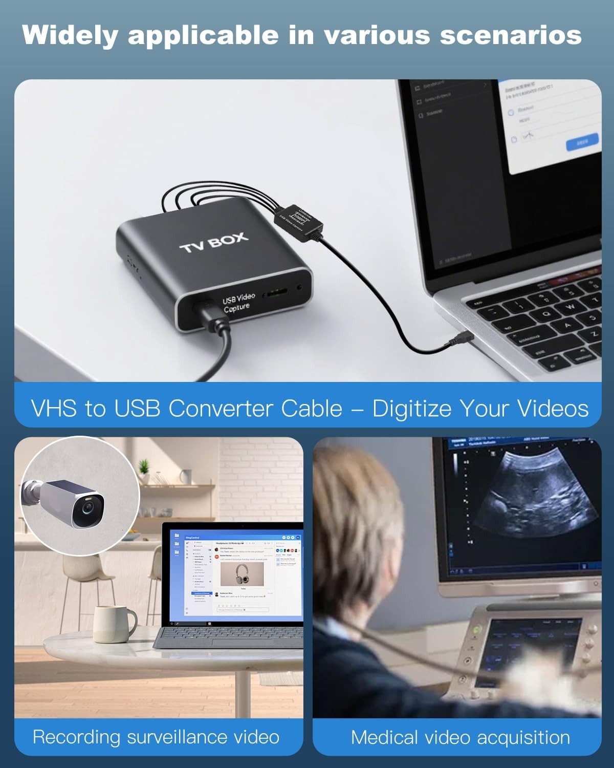 VHS to Digital Converter,USB-A/USB-C Video 1080P Capture Card,RCA/AV to USB2.0 A