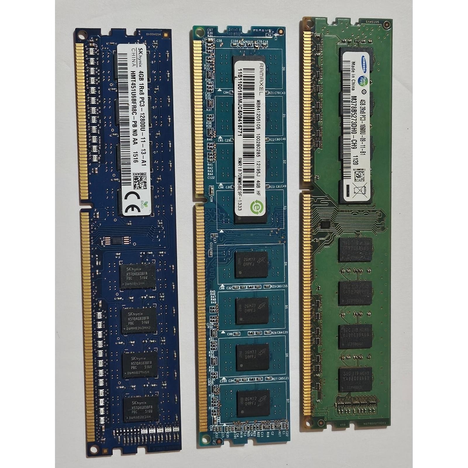 4 GB RAM PC3-12800U DDR3-1600 1Rx8 DDR3 PC Lot Of 3 Samsung Ramaxel Hynix