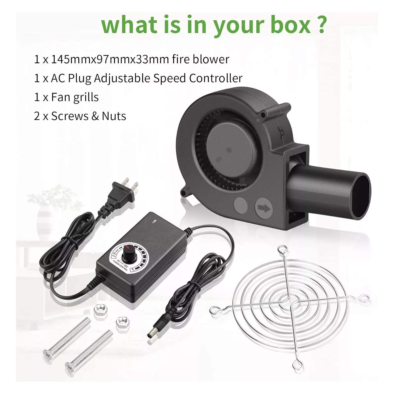Blower Fan with 220V AC Plug Variable Speed Controller Centrifugal OutdoorW9