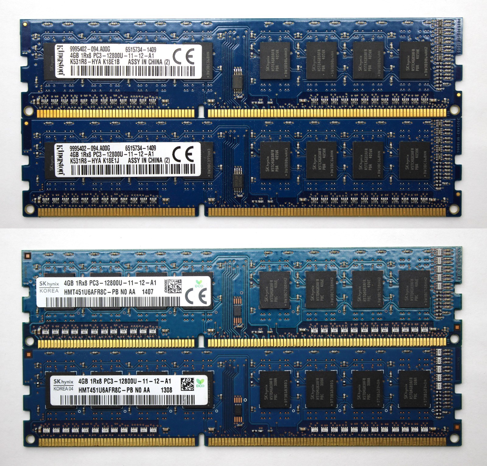 SK Hynix and Kingston 16GB DDR3 RAM – 1600MHz – (4 x 4GB) – PC3-12800 – TESTED