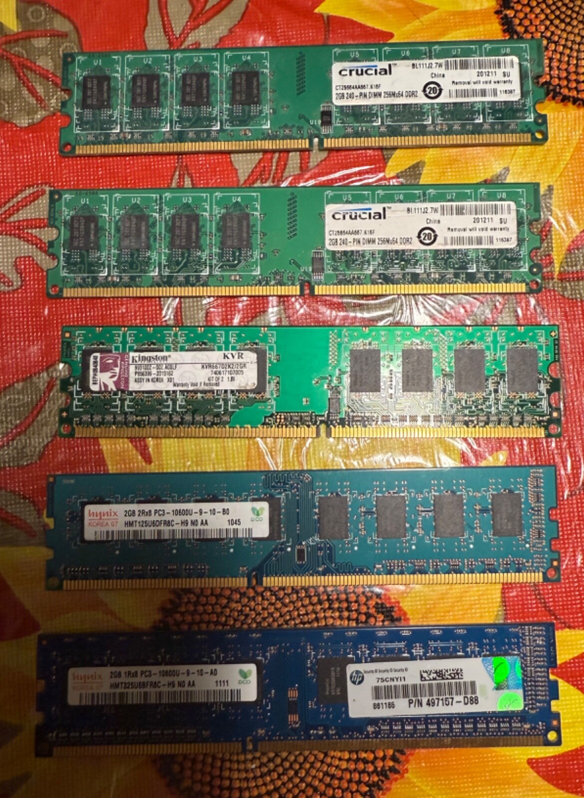 Lote The RAM 1 GB 2 GB 512 MB 256 MB All Different
