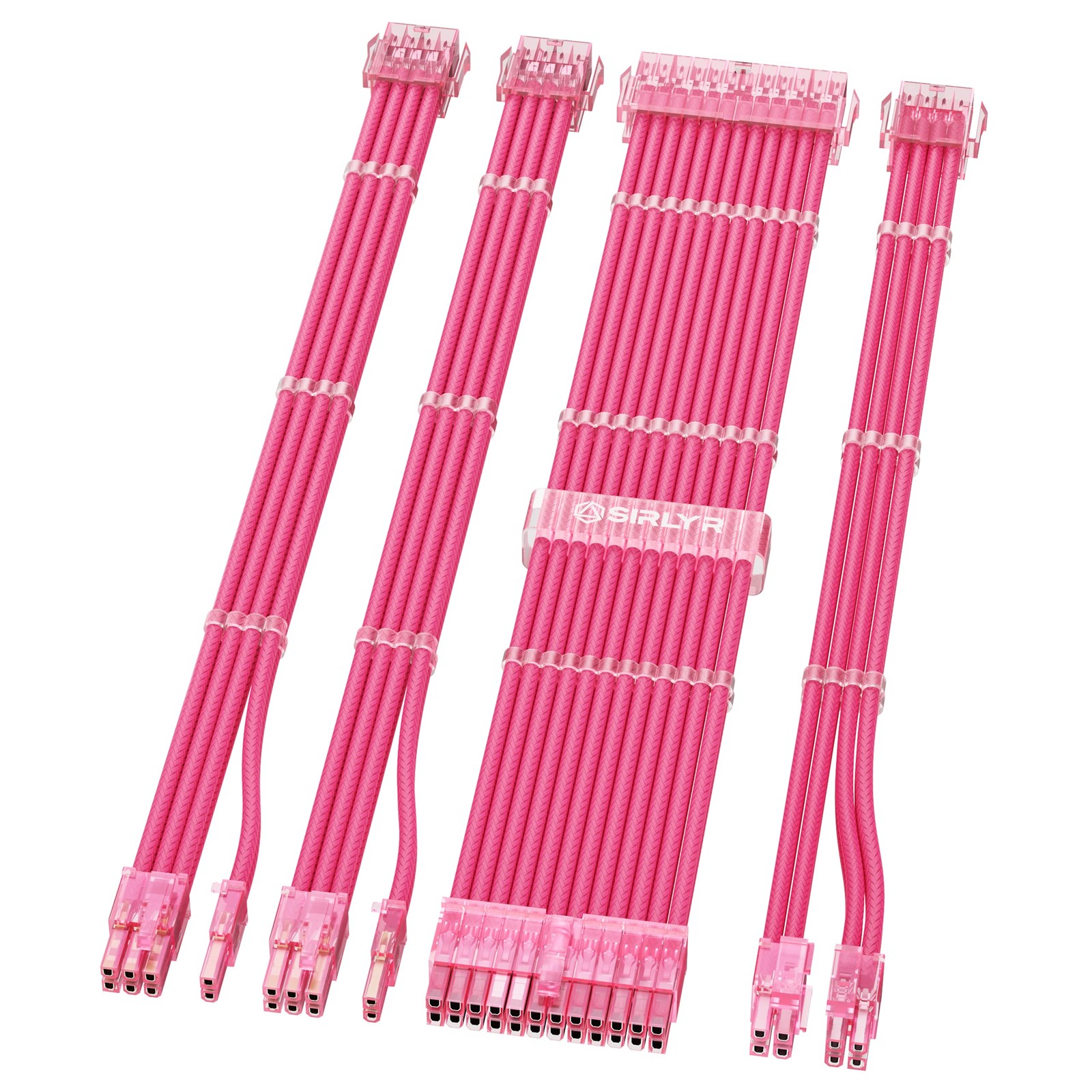 PSU Cable Extension Kit Mod ATX 1x24Pin 1×8 EPS 2×8 GPU PC Power Pink 4PC