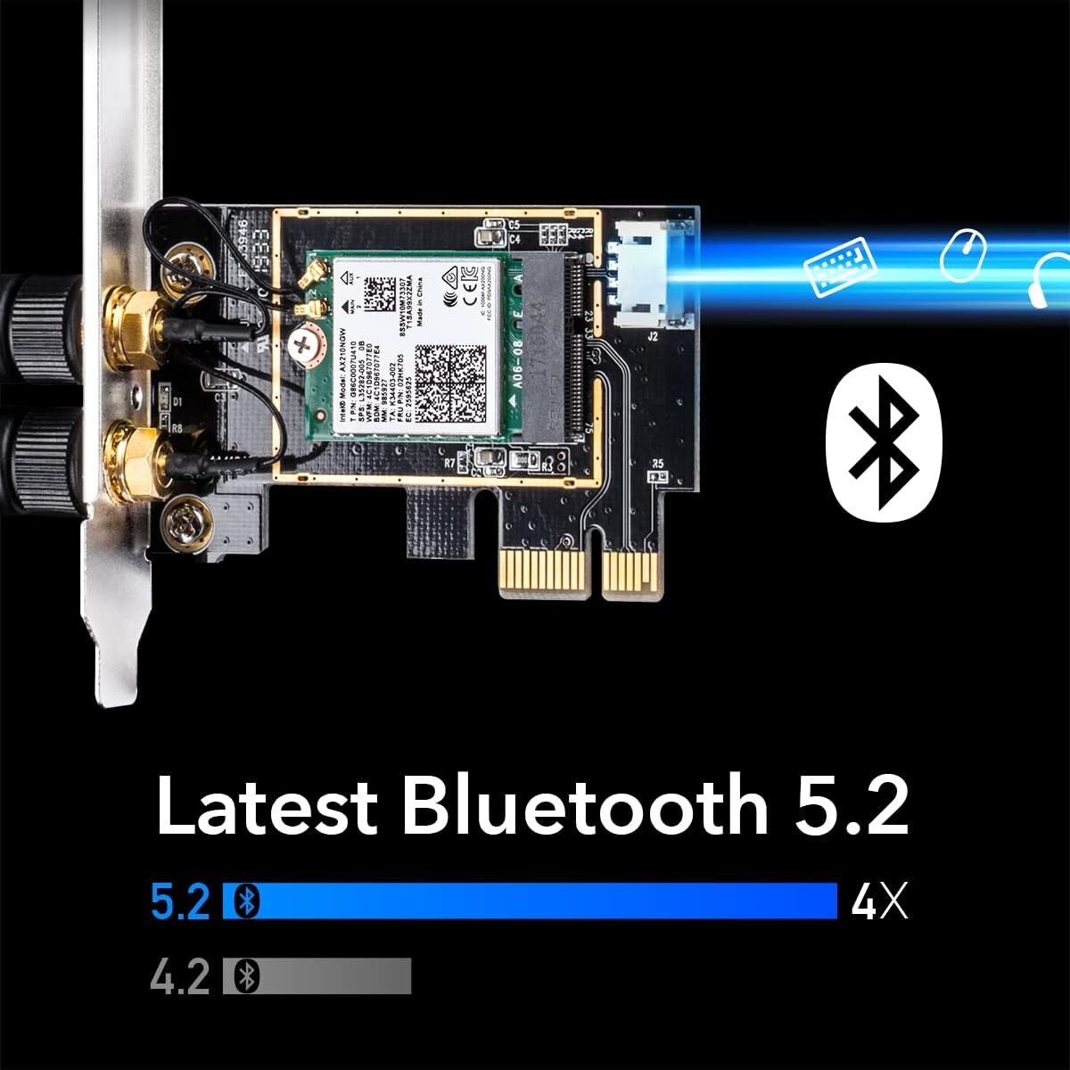 Wireless PCIe WiFi 6 Adapter Intel AX200 WiFi Bluetooth Card for Desktop Windows