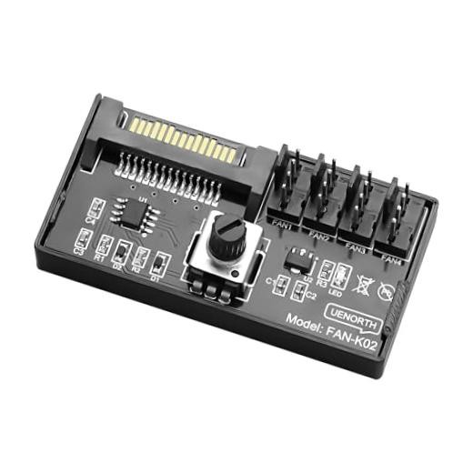 Cooling Fan Speed Knob Controller 12V 4 Pin PWM PC Chassis Fan Adapter Hub