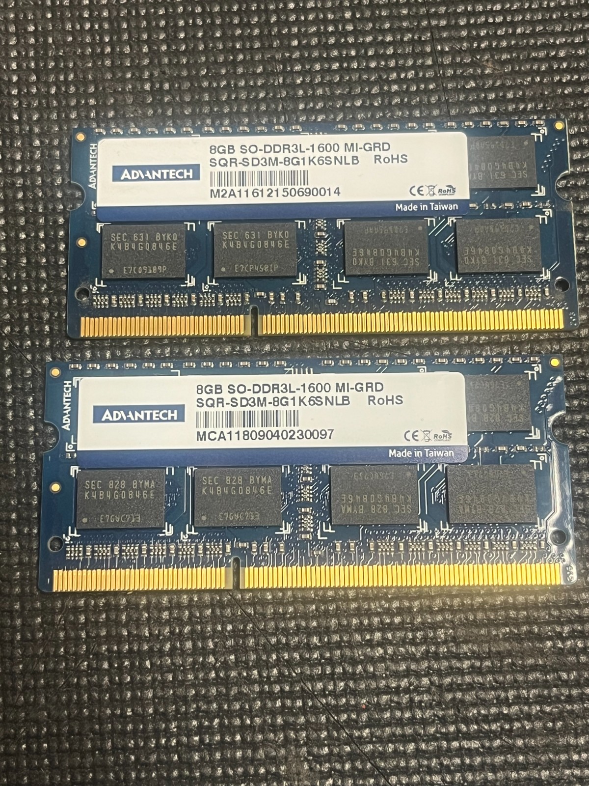 Advantech 16GB (2x8GB) RAM DDR3L 1600 MI-GRD SQR-SD3M-8G1K6SNLB Lot of 2
