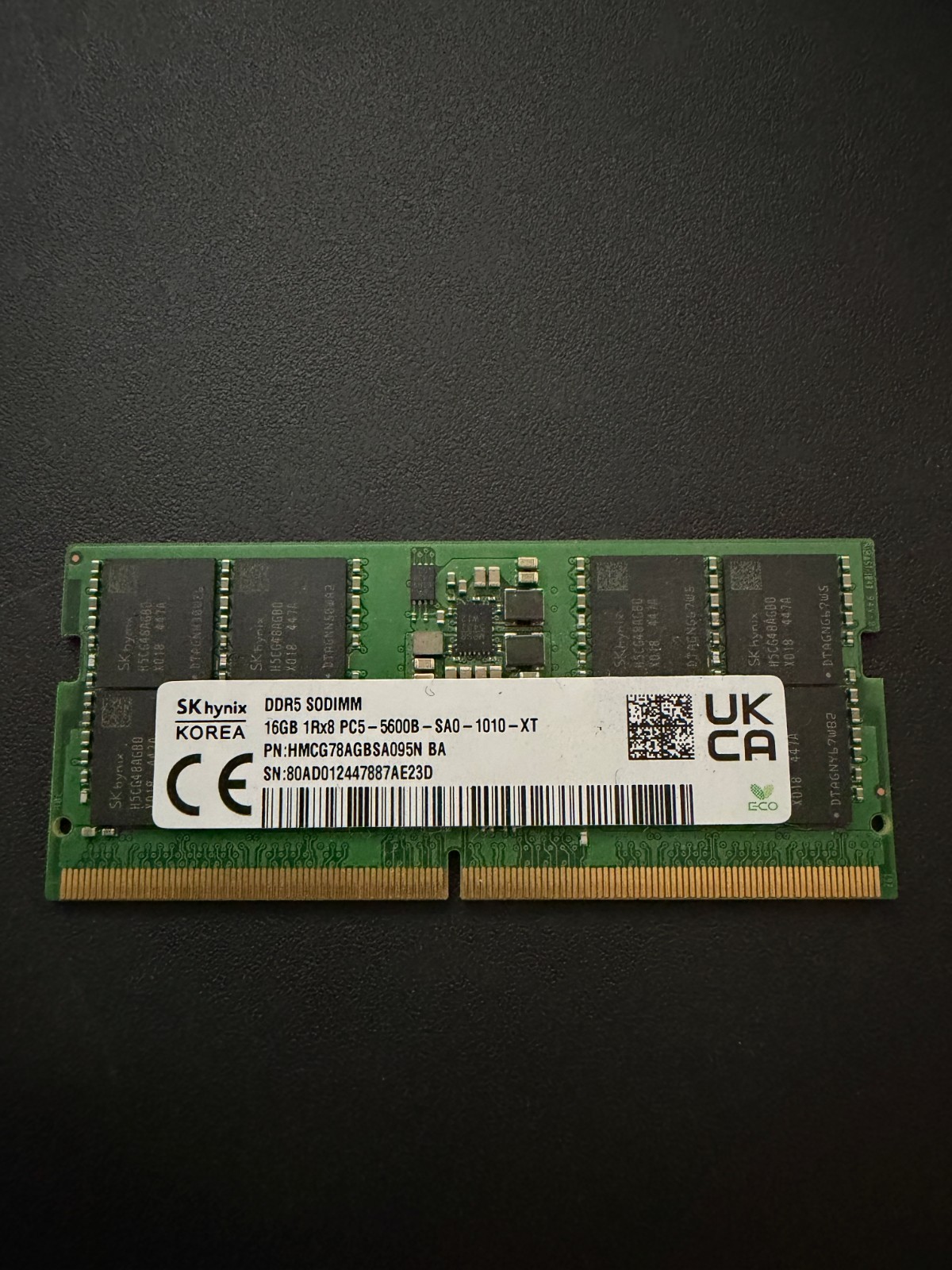 SK hynix 16GB DDR5 SODIMM PC5-5600B – HMCG78AGBSA095N BA – n20973-381 – USED