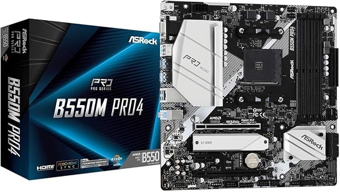 ASRock B550M PRO4 AM4 AMD B550 SATA 6Gb/s Micro ATX AMD Motherboard DDR4 Ryzen