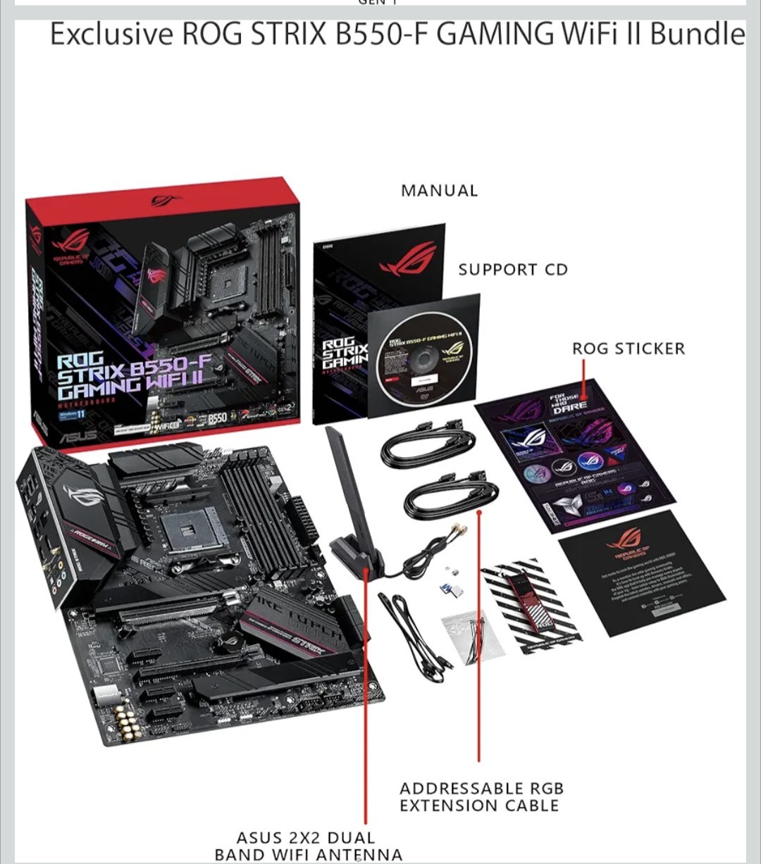ROG Strix B550-F Gaming Motherboard with WiFi 11 AMO AM4 3rd Gen Ryzen