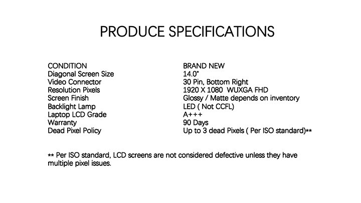 New Dell P/N 1RN29 Latitude 5490 Display 14″ FHD LED LCD Replacement Screen