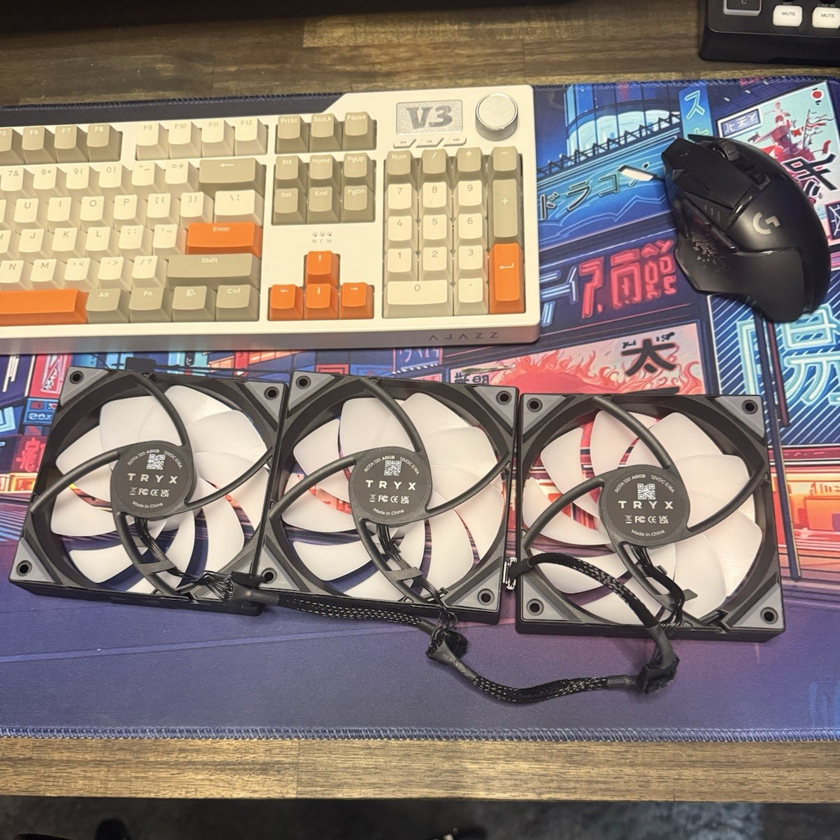 TRYX ROTA120 ARGB 120mm PWM 4-Pin Multicolor 12VDC Case Fans 3-Pack Black/White