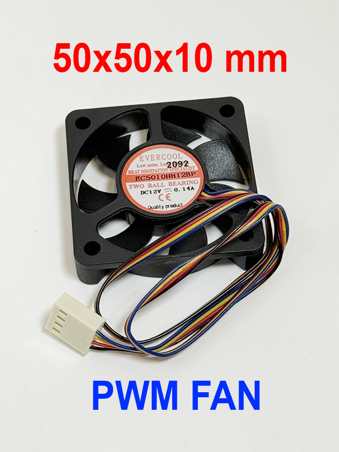 Evercool 50x50x10mm Dual Ball Bearing PWM CPU Fan EC5010HH12BP