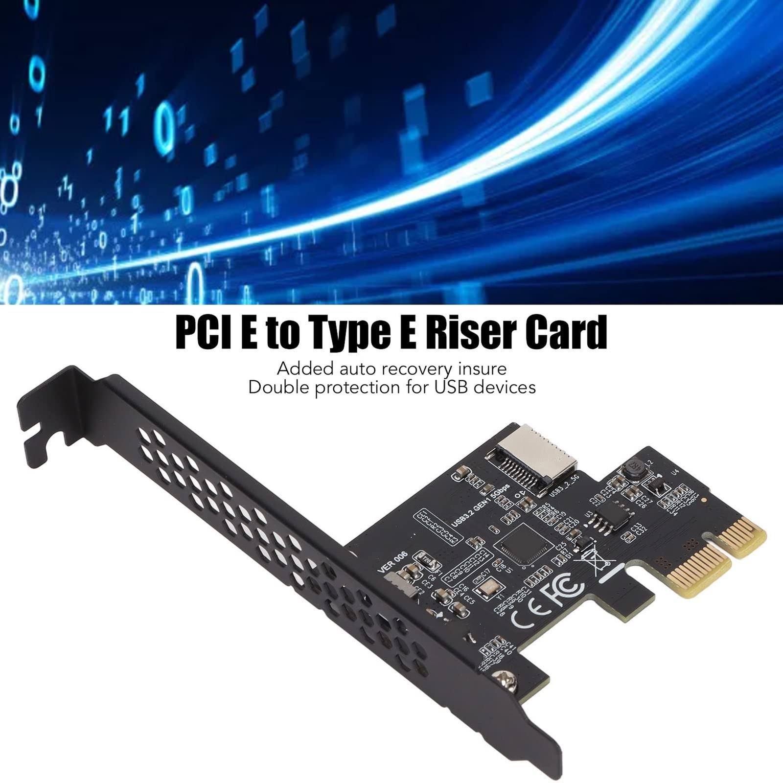 PCIE to Type E Riser Card Expansion Card, USB3.2 PCI E Riser Card for 7 8 10 …