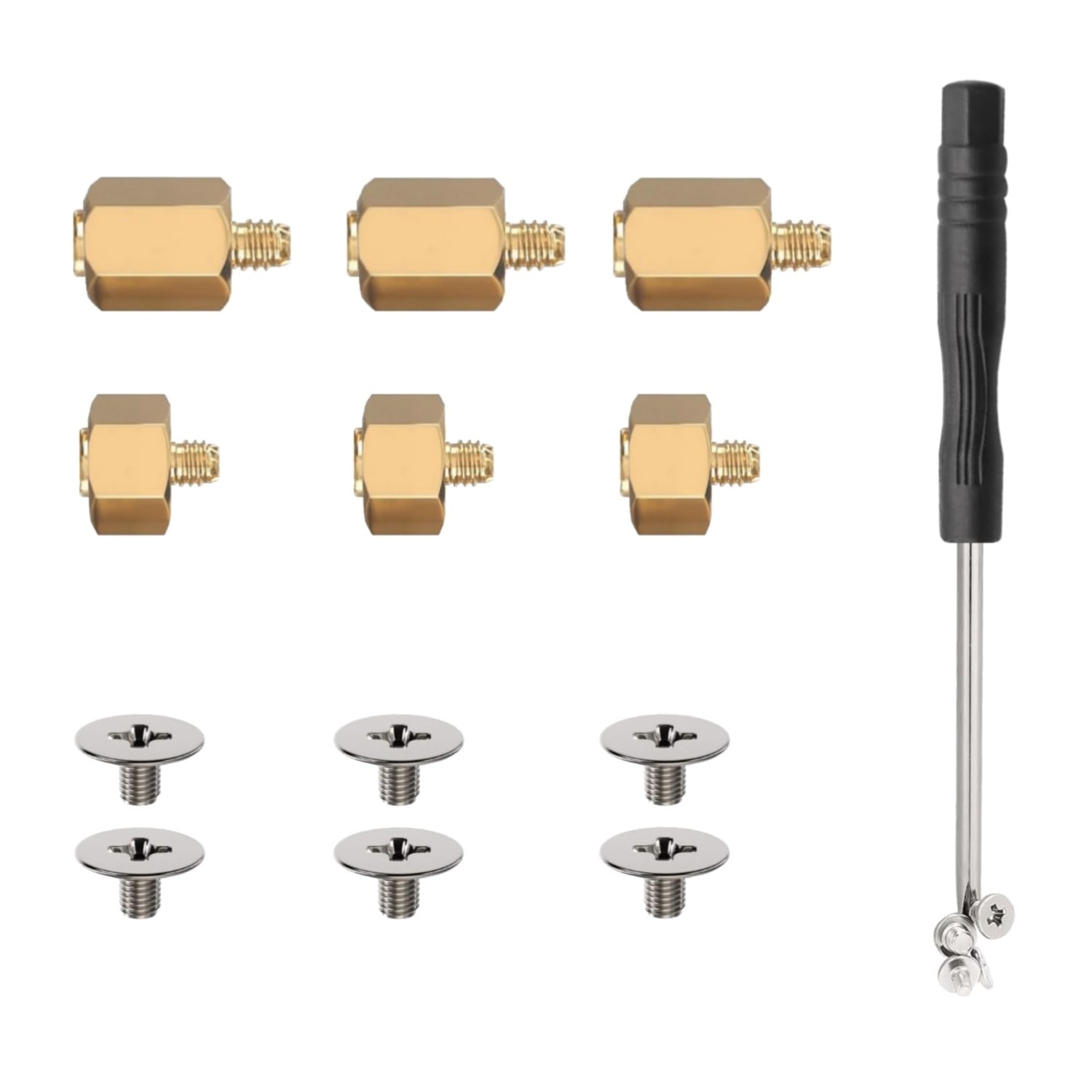 Brass M.2 SSD Mounting Screw Set with Standoffs for Asus ASRock Motherboards