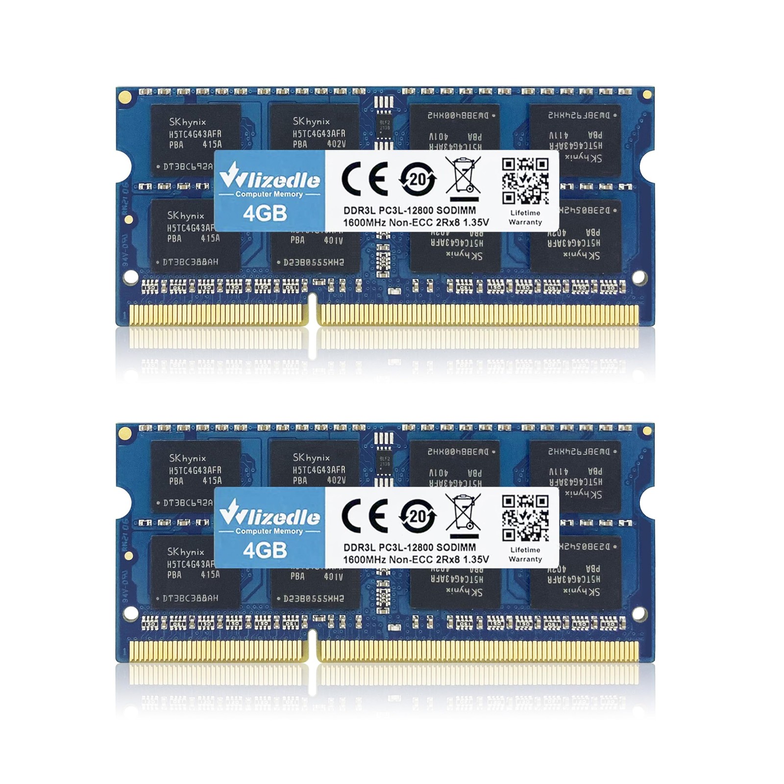 DDR3 DDR3L 8GB Kit 2x4GB Laptop RAM 1600MHz CL11 SODIMM PC3-12800 Blue