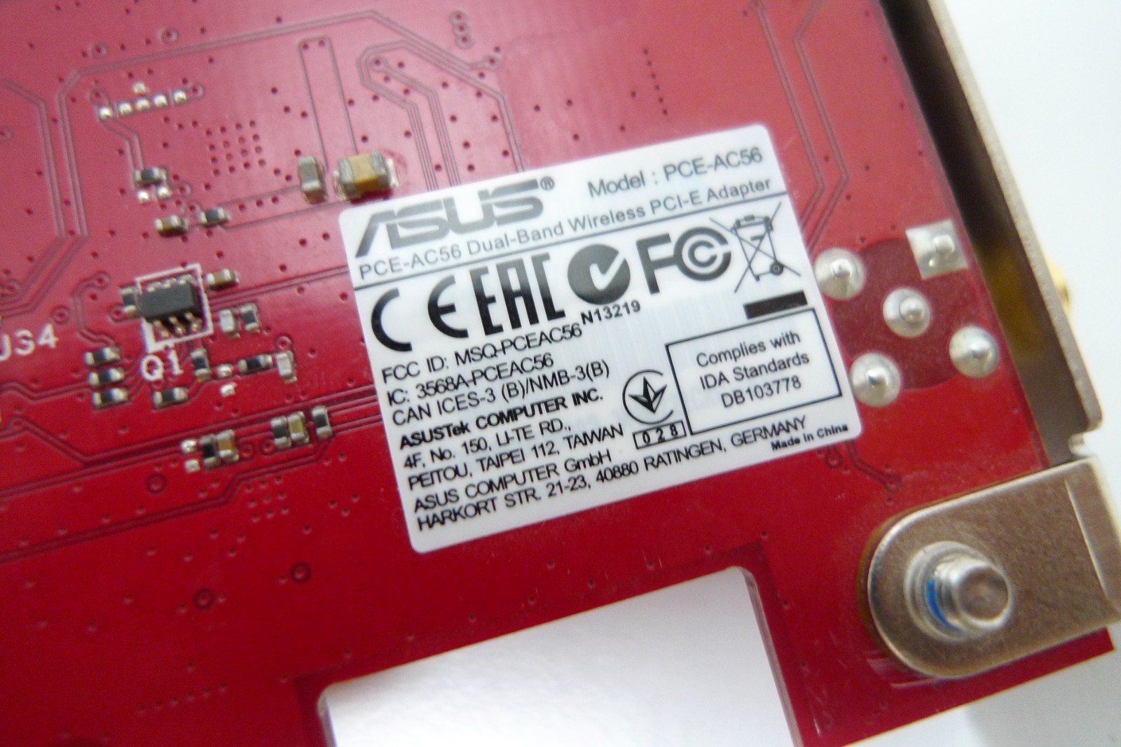 ASUS PCE-AC56 Dual-Band Wireless PCI-E Adapter | No Accessories