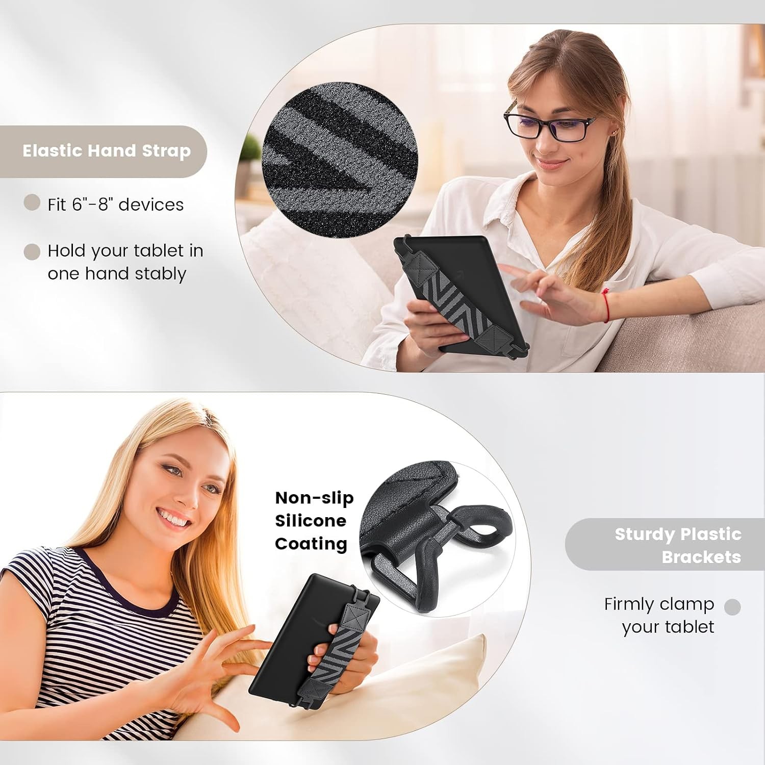 Security Hand-Strap for 6-8″ Kindle eReaders Fire 6-8 inches, 1-black