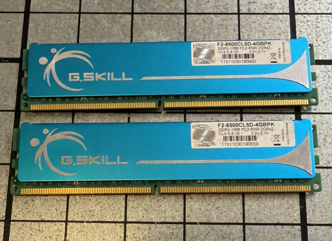 Lot of 2 – G.Skill 2GB PK DDR2-1066 PC2-8500 RAM