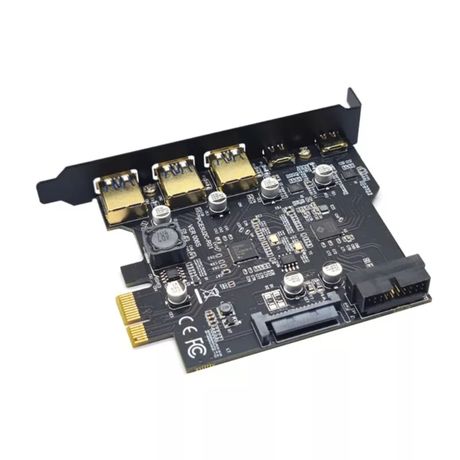 USB 3.2 GEN1 PCI-Express Expansion Card 5 Ports 2*Type-C 3*USB-A 19 Pin 5Gbps
