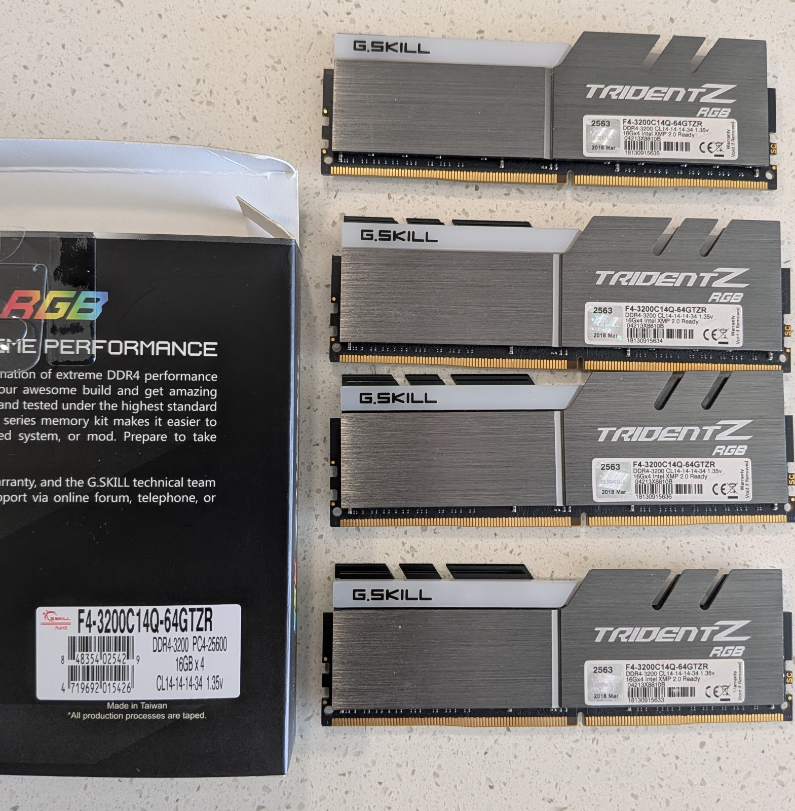 G. Skill Trident Z RGB DDR4-3200 CL14 Quad Kit 64GB (4x16GB)